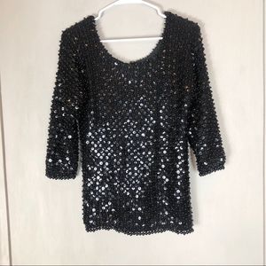 Vintage black beaded sequin blouse 100% wool